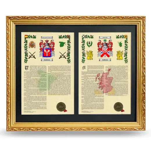 Double Armorial History Framed - Gold
