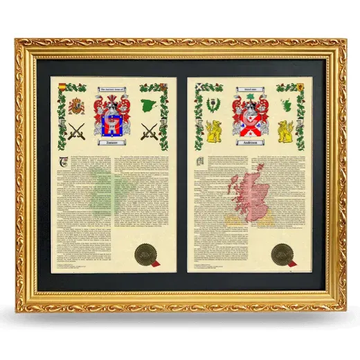 Double Armorial History Framed - Gold