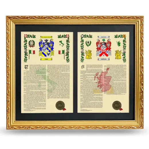 Double Armorial History Framed - Gold