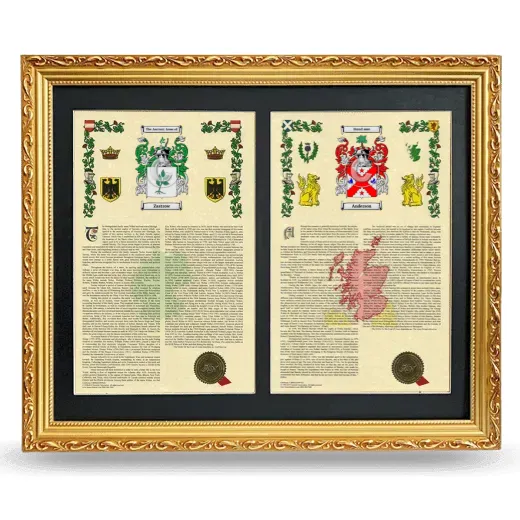 Double Armorial History Framed - Gold