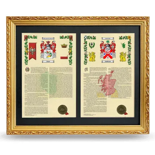 Double Armorial History Framed - Gold