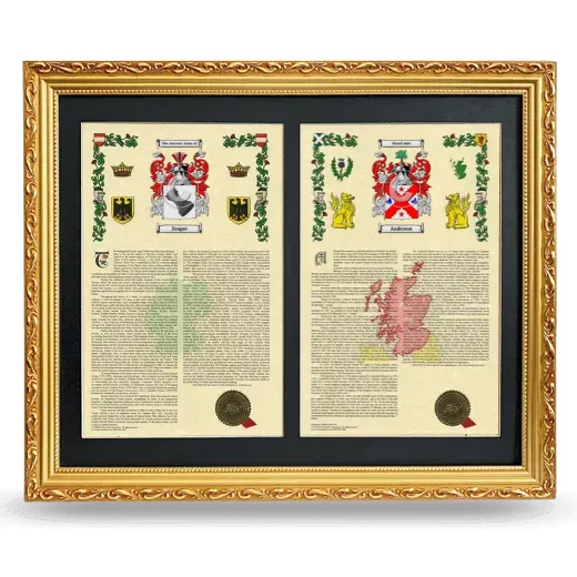Double Armorial History Framed - Gold