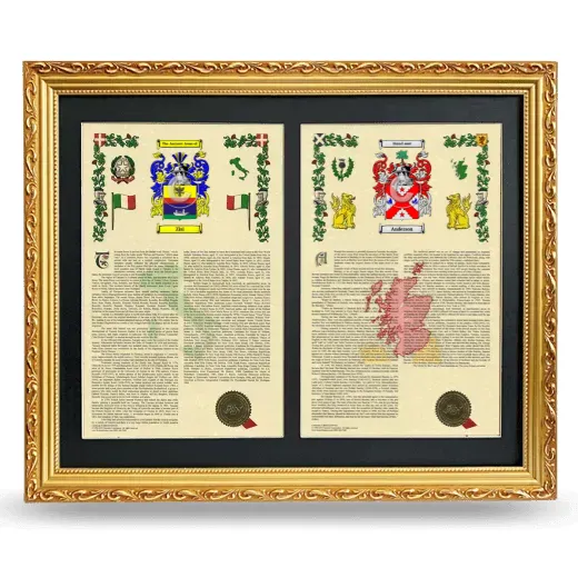 Double Armorial History Framed - Gold