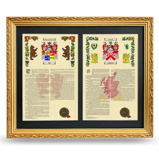 Double Armorial History Framed - Gold