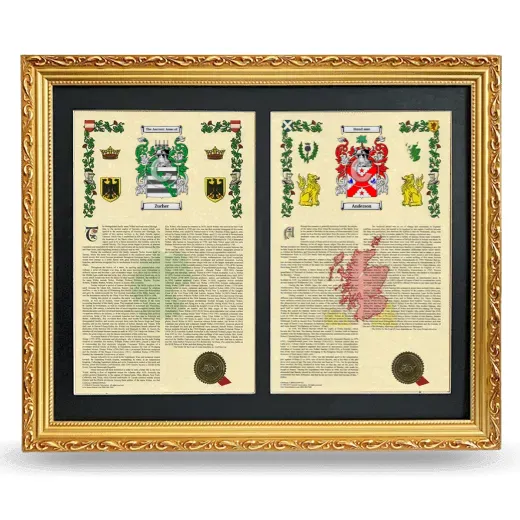 Double Armorial History Framed - Gold