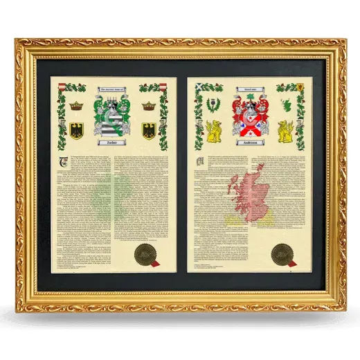 Double Armorial History Framed - Gold