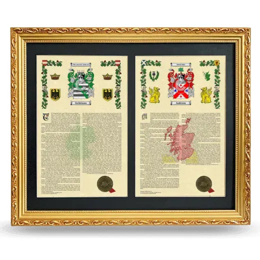 Double Armorial History Framed - Gold