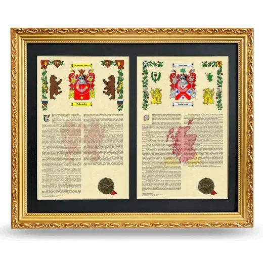Double Armorial History Framed - Gold