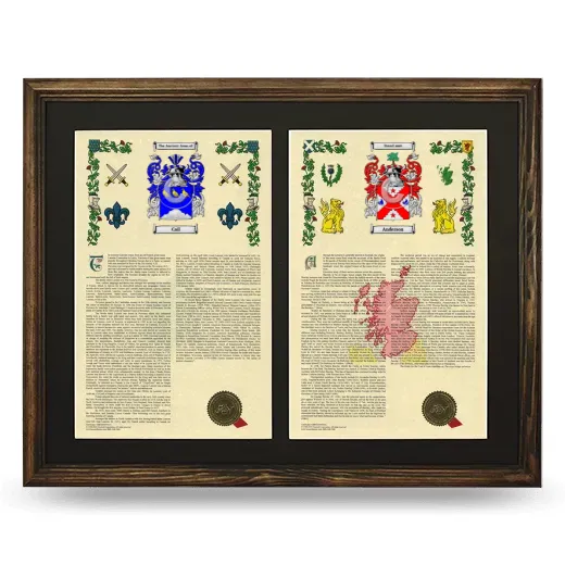 Double Armorial History Framed- Brown