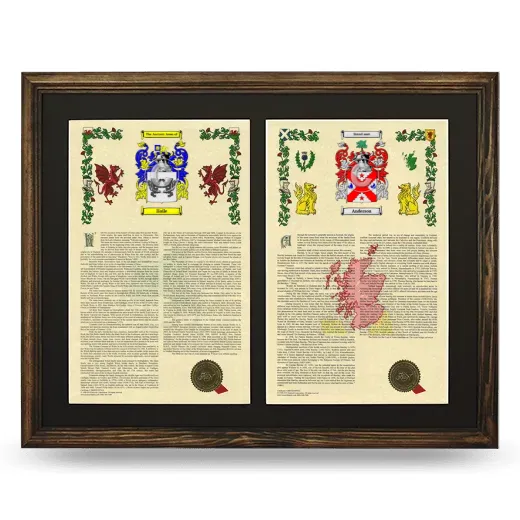 Double Armorial History Framed- Brown