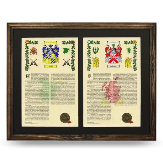 Double Armorial History Framed- Brown