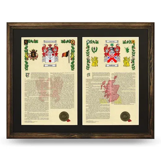 Double Armorial History Framed- Brown