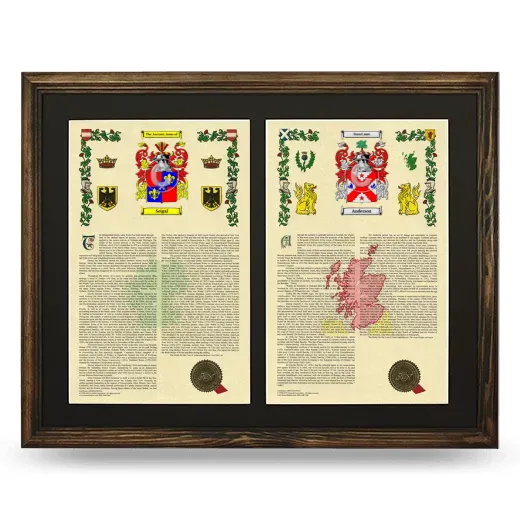 Double Armorial History Framed- Brown
