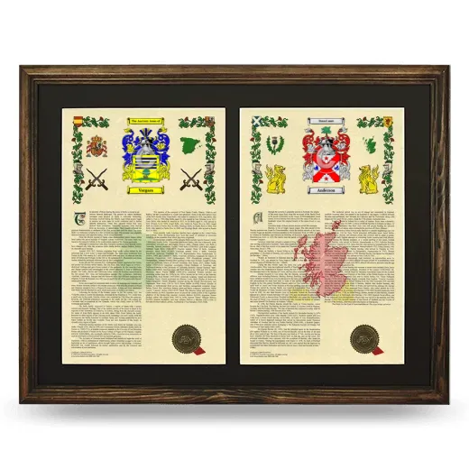 Double Armorial History Framed- Brown
