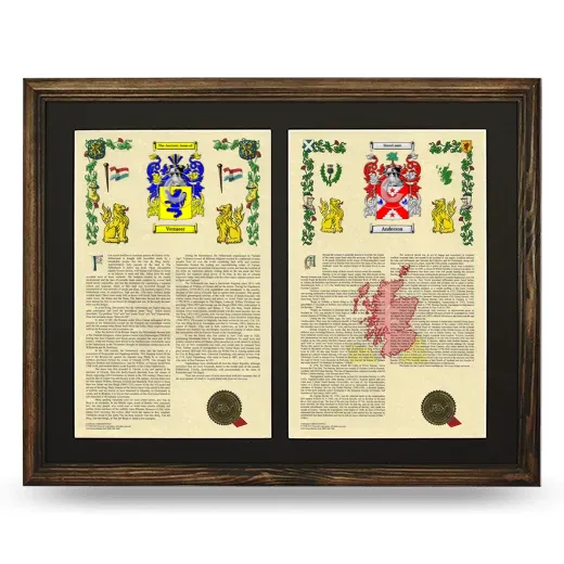 Double Armorial History Framed- Brown