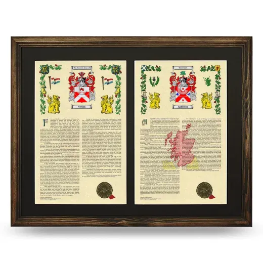 Double Armorial History Framed- Brown