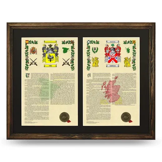 Double Armorial History Framed- Brown