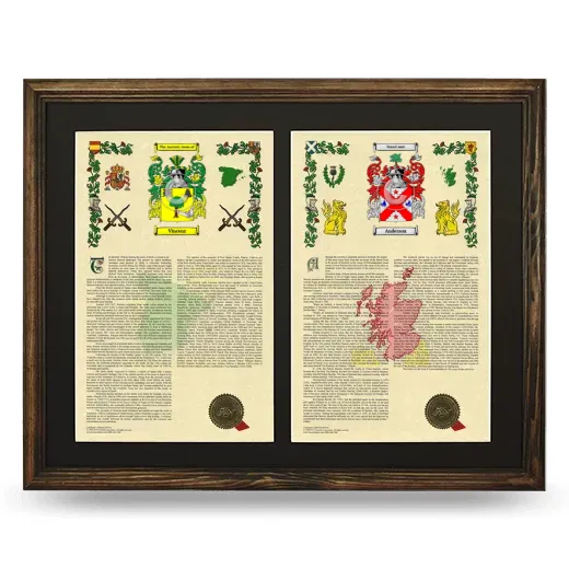 Double Armorial History Framed- Brown