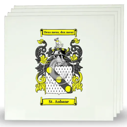St. Aubane Set of Four Large Tiles with Coat of Arms