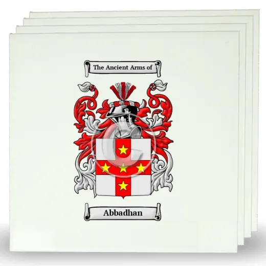 Abbadhan Set of Four Large Tiles with Coat of Arms