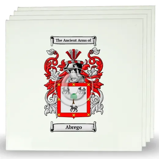 Abrego Set of Four Large Tiles with Coat of Arms