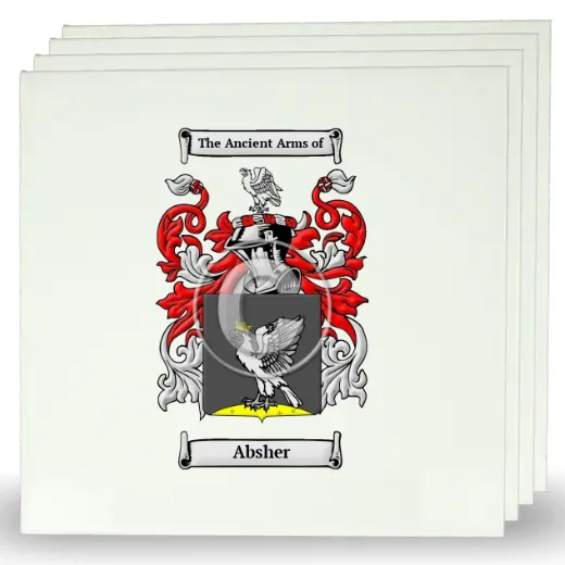 Absher Set of Four Large Tiles with Coat of Arms