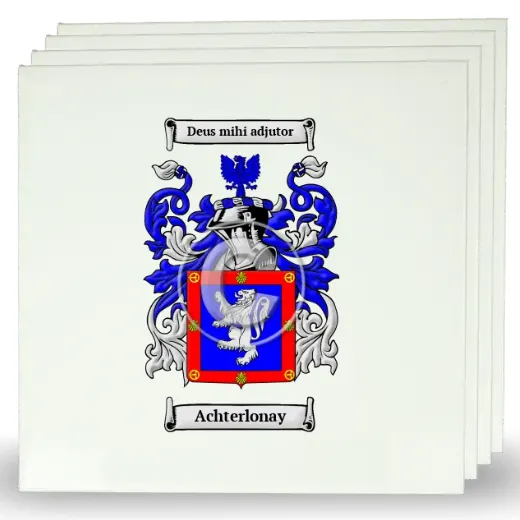 Achterlonay Set of Four Large Tiles with Coat of Arms