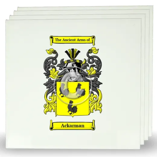 Ackarman Set of Four Large Tiles with Coat of Arms