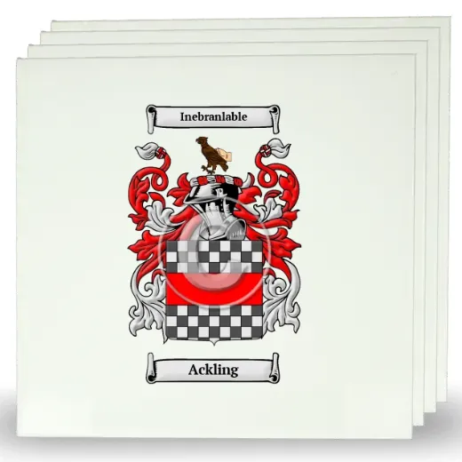 Ackling Set of Four Large Tiles with Coat of Arms