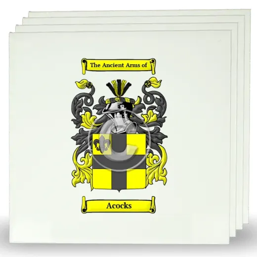 Acocks Set of Four Large Tiles with Coat of Arms