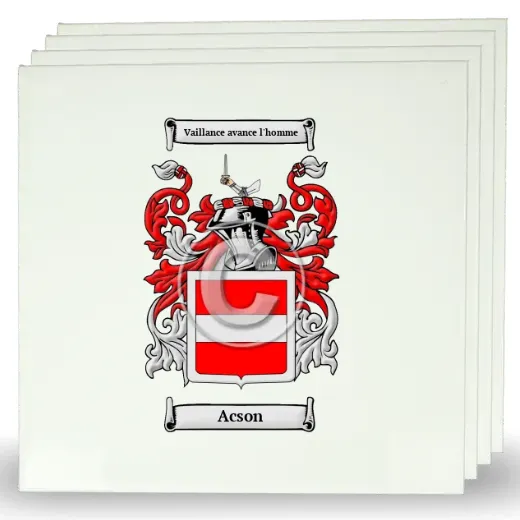 Acson Set of Four Large Tiles with Coat of Arms