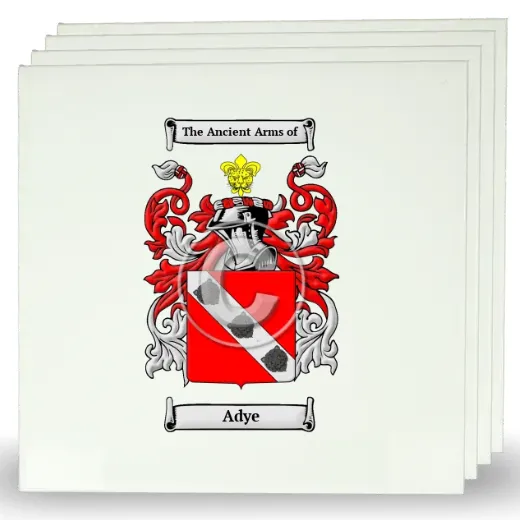 Adye Set of Four Large Tiles with Coat of Arms