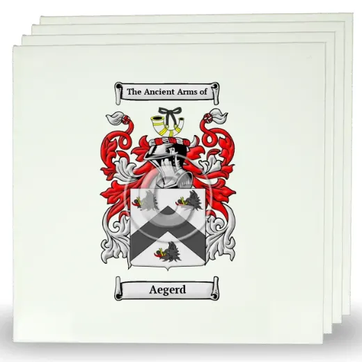 Aegerd Set of Four Large Tiles with Coat of Arms
