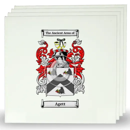 Agett Set of Four Large Tiles with Coat of Arms