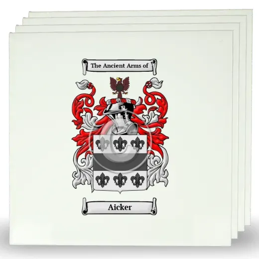 Aicker Set of Four Large Tiles with Coat of Arms