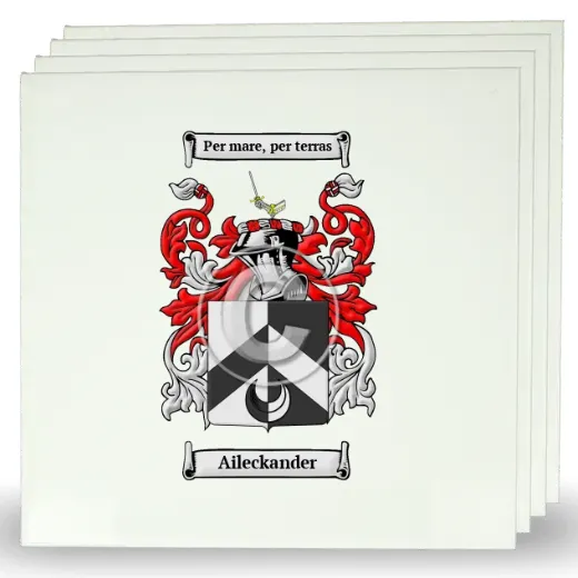 Aileckander Set of Four Large Tiles with Coat of Arms