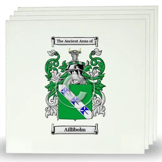 Aillibolm Set of Four Large Tiles with Coat of Arms