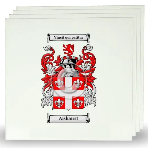 Aishairst Set of Four Large Tiles with Coat of Arms