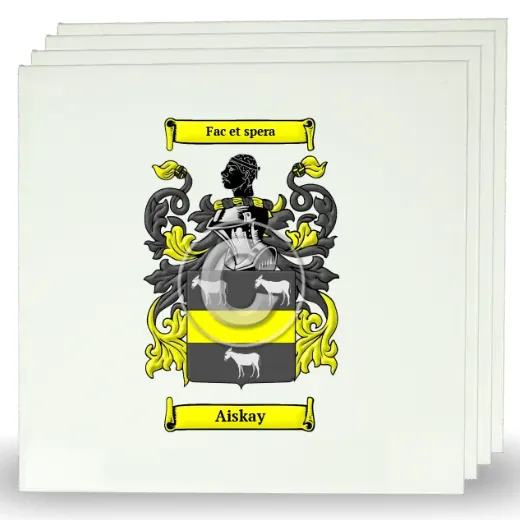 Aiskay Set of Four Large Tiles with Coat of Arms
