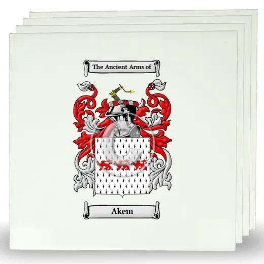 Akem Set of Four Large Tiles with Coat of Arms