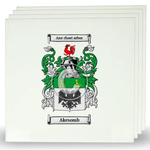 Akesomb Set of Four Large Tiles with Coat of Arms