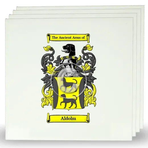 Aldolm Set of Four Large Tiles with Coat of Arms