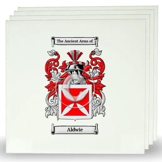 Aldwie Set of Four Large Tiles with Coat of Arms