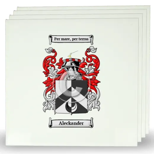 Aleckander Set of Four Large Tiles with Coat of Arms
