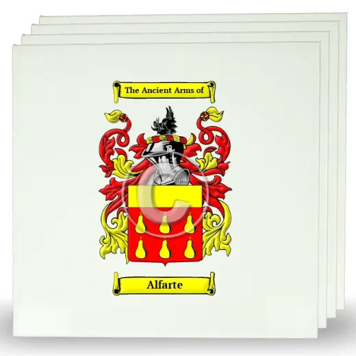 Alfarte Set of Four Large Tiles with Coat of Arms
