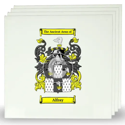 Alfray Set of Four Large Tiles with Coat of Arms