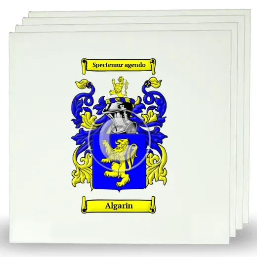 Algarin Set of Four Large Tiles with Coat of Arms