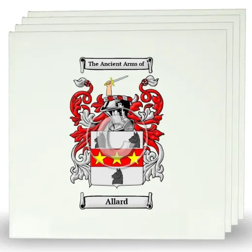 Allard Set of Four Large Tiles with Coat of Arms