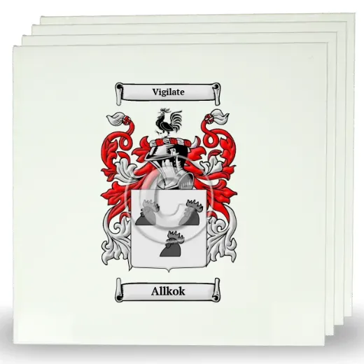 Allkok Set of Four Large Tiles with Coat of Arms