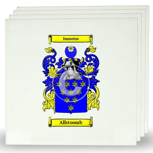 Allstoomb Set of Four Large Tiles with Coat of Arms